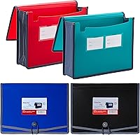 Vista 6 de FANWU Paquete de 4 carpetas de plástico expandibles para documentos con cordón elástico y cierre de botón, tamaño carta, expansión de 3.5 pulgadas