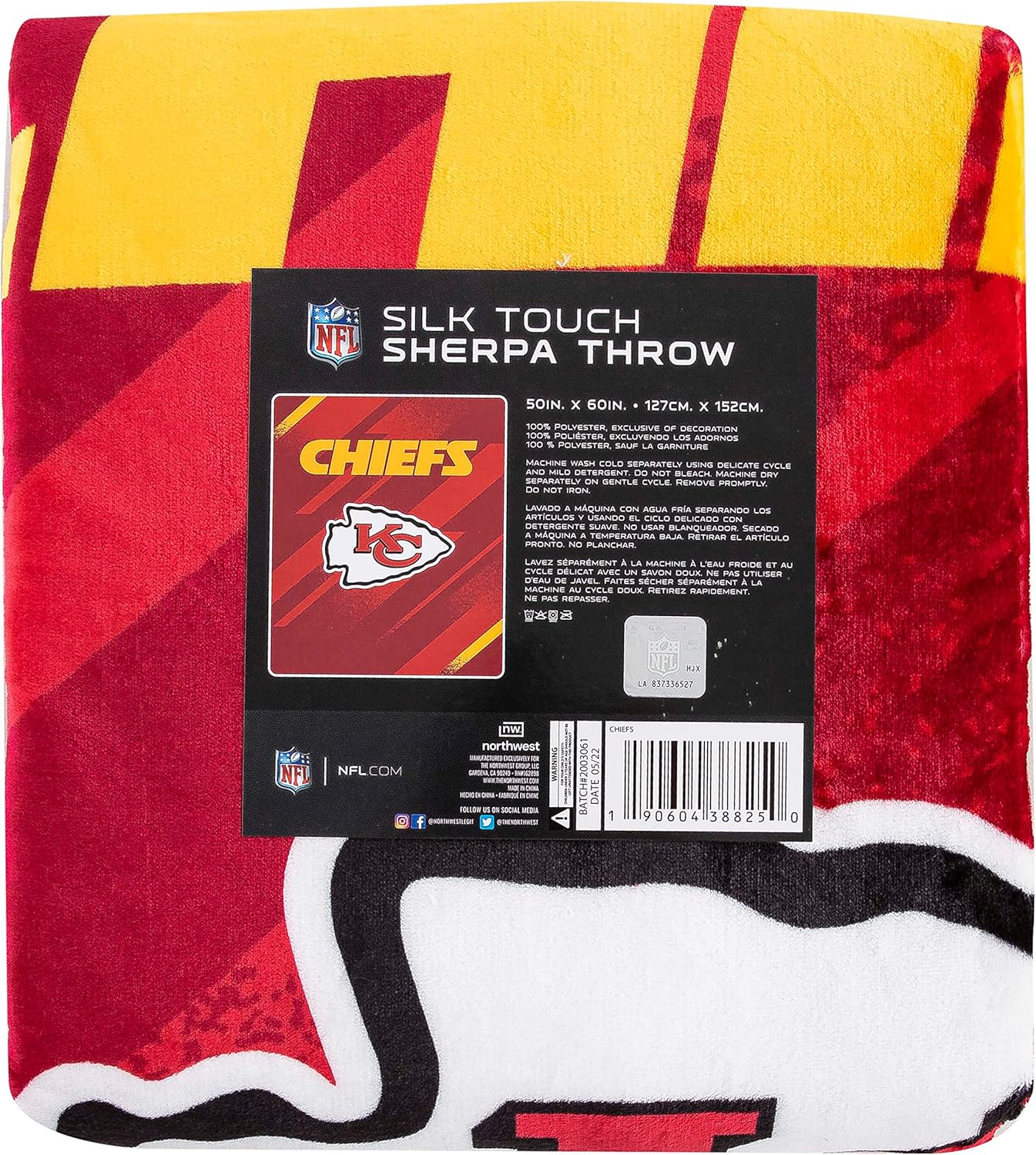 Northwest NFL Velocity Silk Touch Sherpa Throw Blanket, 50" x 60" Kansas City Chiefs : Sports & Outdoors