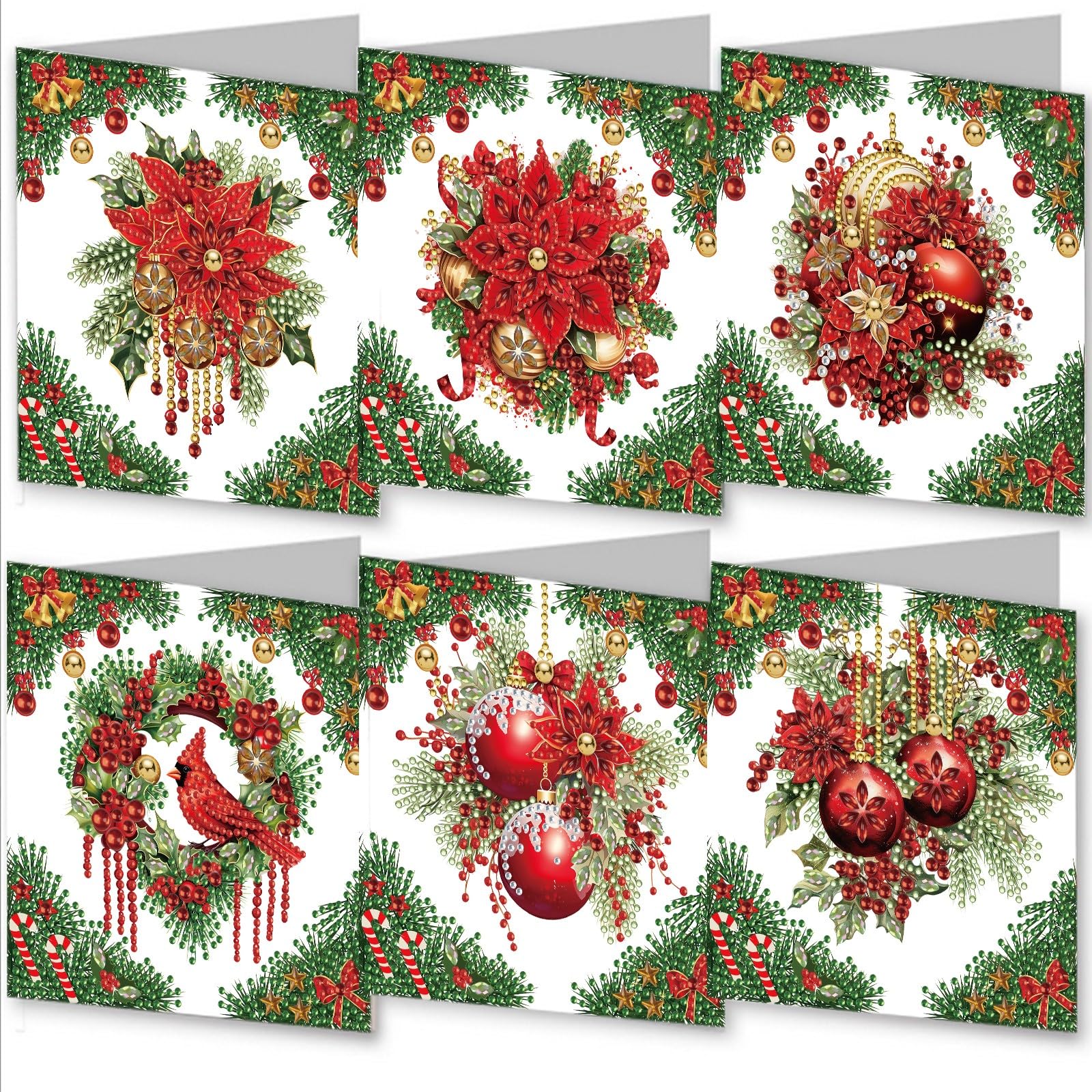 DoxQcs 5D DIY Diamond Art Painting Christmas Greeting Cards Kit, Xmas Cards with Christmas Stickers for Xmas Greeting Gifts, Folding Greeting Card Set