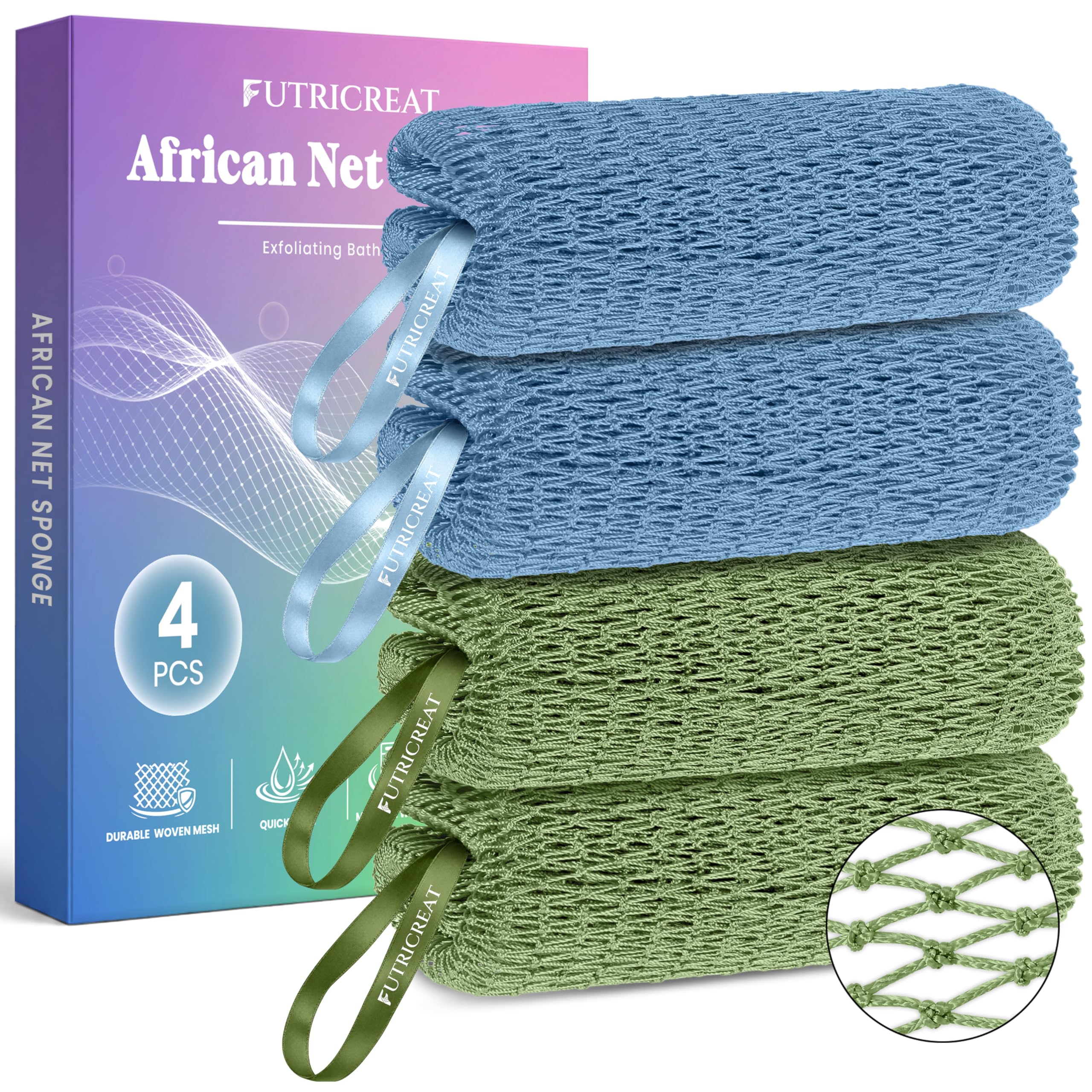 African Net Sponge - Exfoliating Back Scrubber -17
