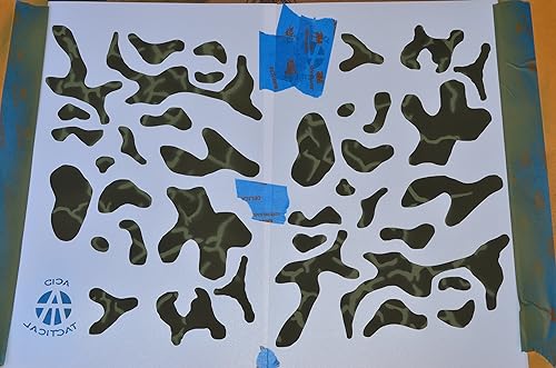 Miniatura 6 de Acid Tactical® Paquete de 3 plantillas de pintura en aerosol con ramas de roble de 9 x 14 pulgadas, hojas de arce, vinilo camuflaje militar, pistola