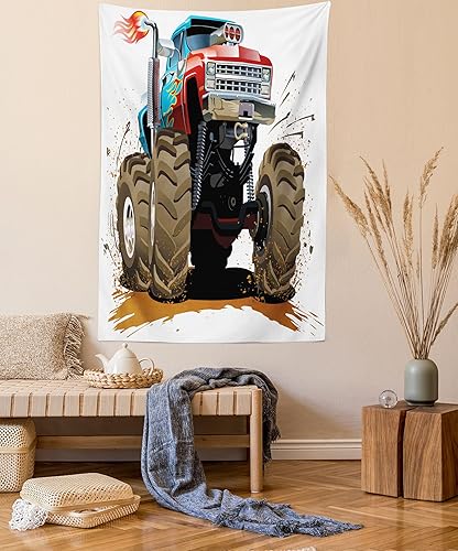 Miniatura 36 de Lunarable Tapiz de La Habana, caballeros que tocan saxofón con sombreros de Panamá y auto rojo nostálgico, colgante de pared para dormitorio, sala