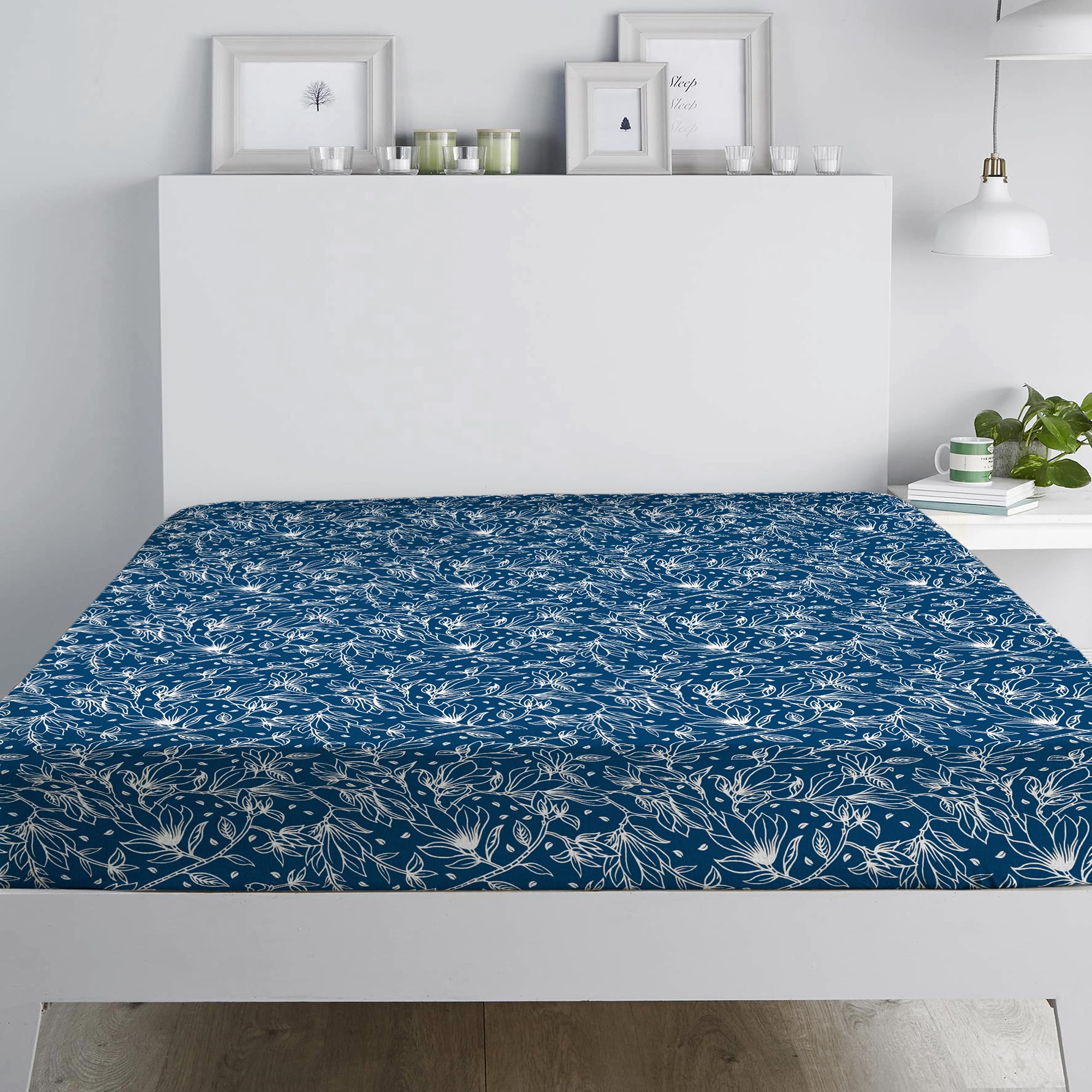 RAYBedding Luxury Printed Floral Fitted Sheet Super King Bed – Deep Fitted Sheet 182x200cm + 35cm Deep Corner Elasticated Bed Sheet