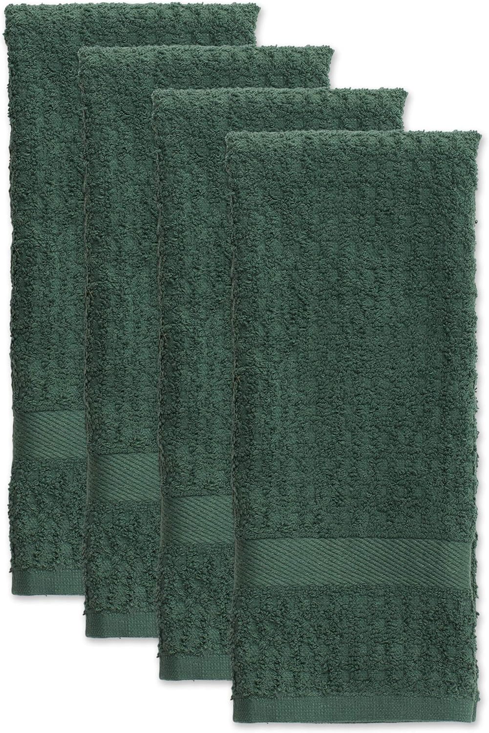 DII Basic Terry Collection Waffle Dishtowel Set, 15x26, Solid Dark Green, 4 Piece