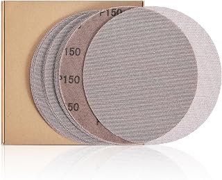 9 Inch Mesh Drywall Sanding Disc, Box of 15, 150 Grit Clog‑Resistant & Reusable Sandpaper Disc with Hook and Loop Backing, Design for Home Wall Ceiling Renovation