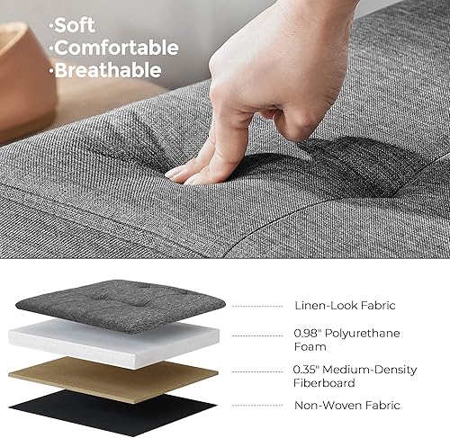 Miniatura 4 de SONGMICS Colección MAZIE - Banco otomano plegable de almacenamiento de 43 pulgadas, reposapiés otomano, banco para el final de la cama, pecho de