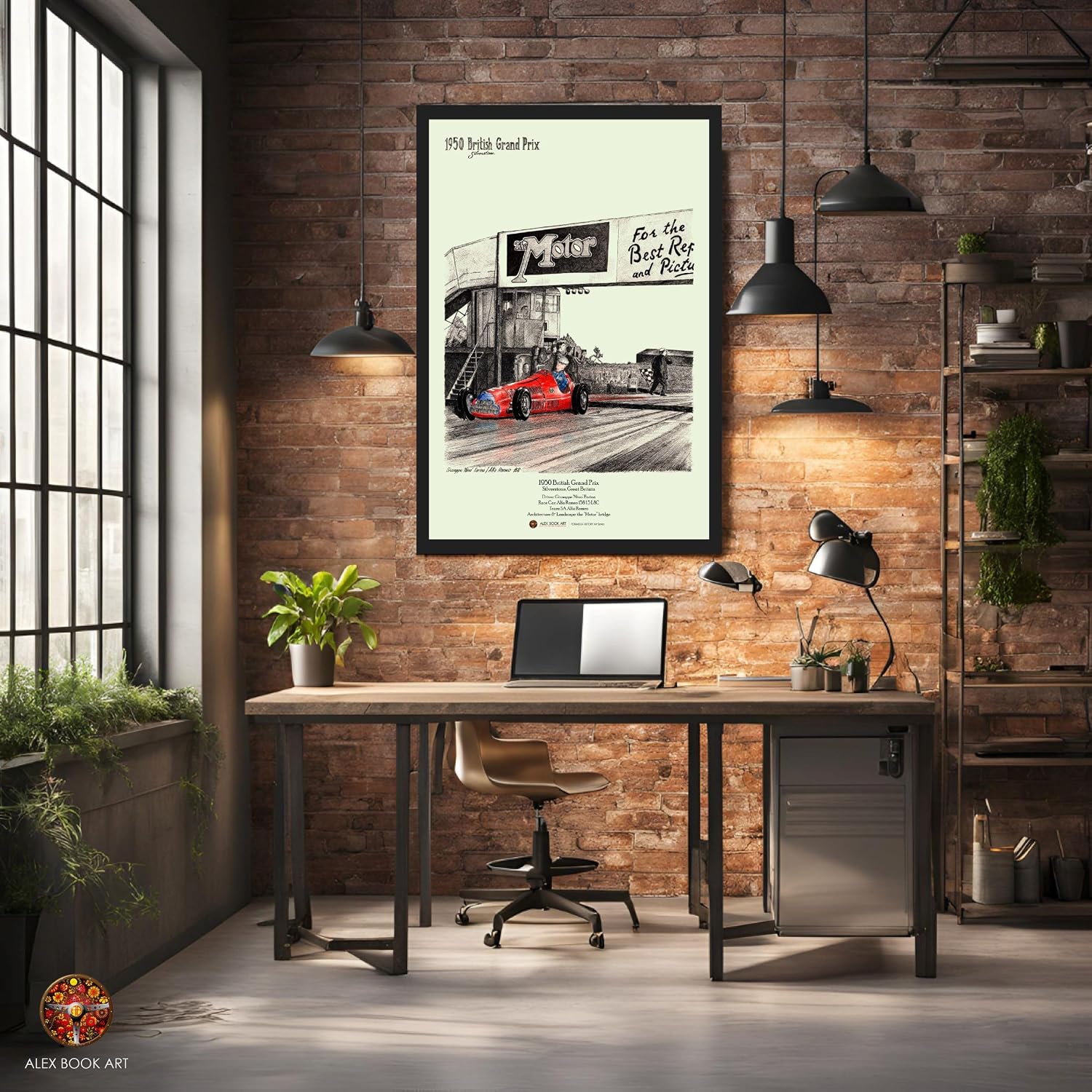 1950 British GP Silverstone Fine Art Print - Giuseppe Farina Formula Racing Wall Art Poster - Best Home, Office, Garage Decor Gift for Race Car Fans