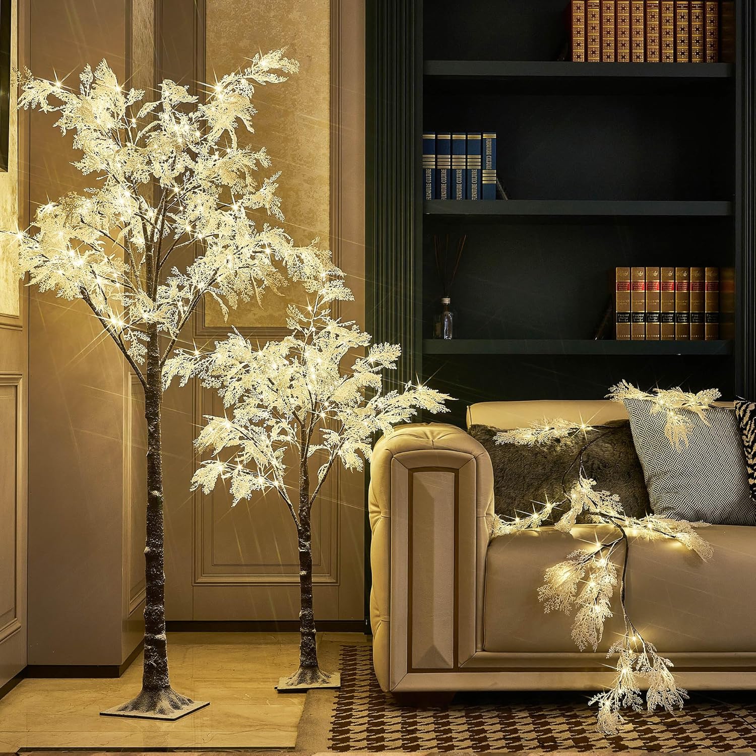Arbol Navidad Hairui - Árbol De Pared De Color Café Iluminado, 6 Pies, 180 Luces LED Blancas Cálidas Para Pascua, Hogar, Chimenea, Decoración De Navidad En El Interior Exterior Arboles De Navidad
