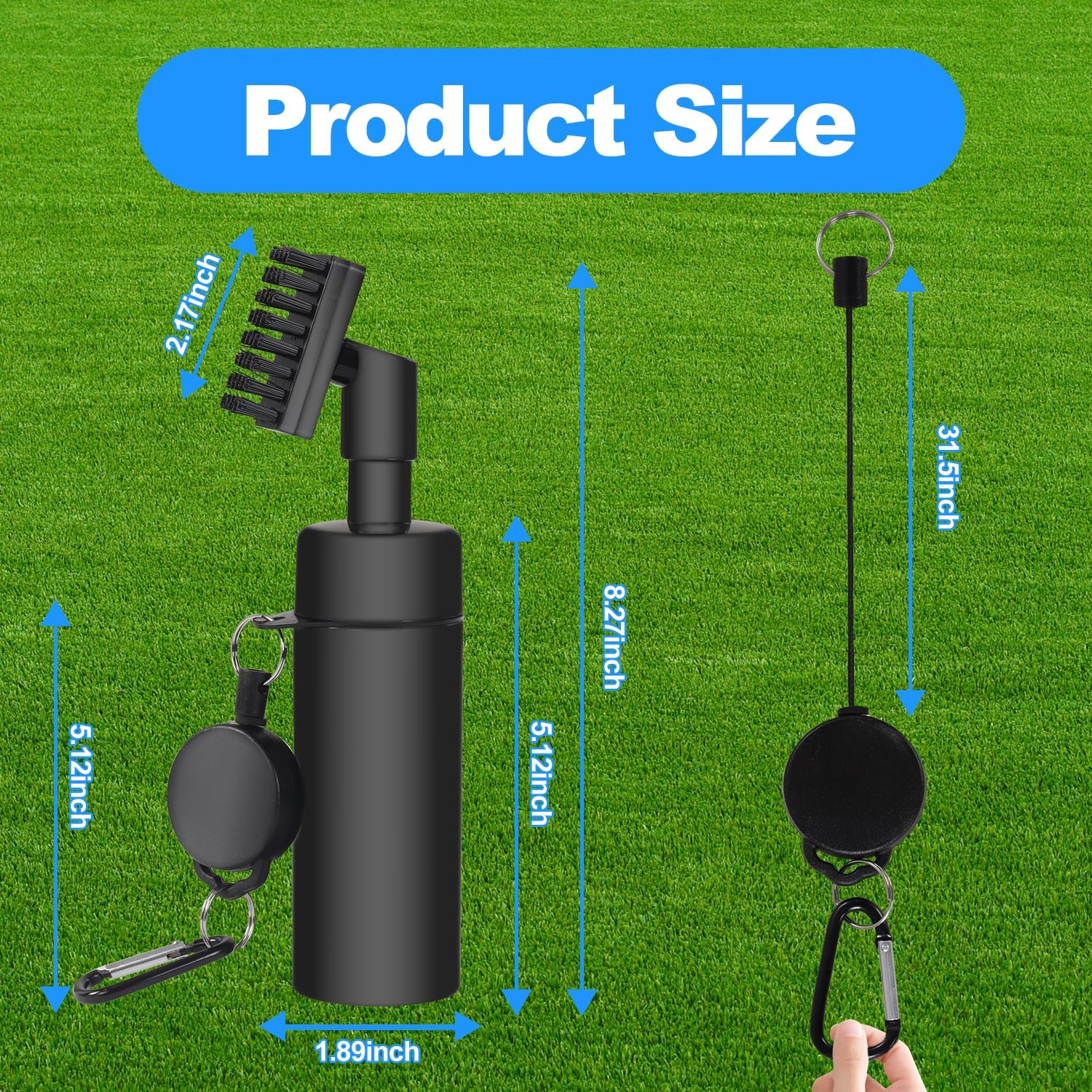 Golf Club Brush Cleaner with Water Bottle 7.5 Inches Holds 4 Ounces of Water - 2 Pack Pro Golf Club Cleaner Brush with Heavy Duty Retractable Clip - Golf Accessories - Image 4