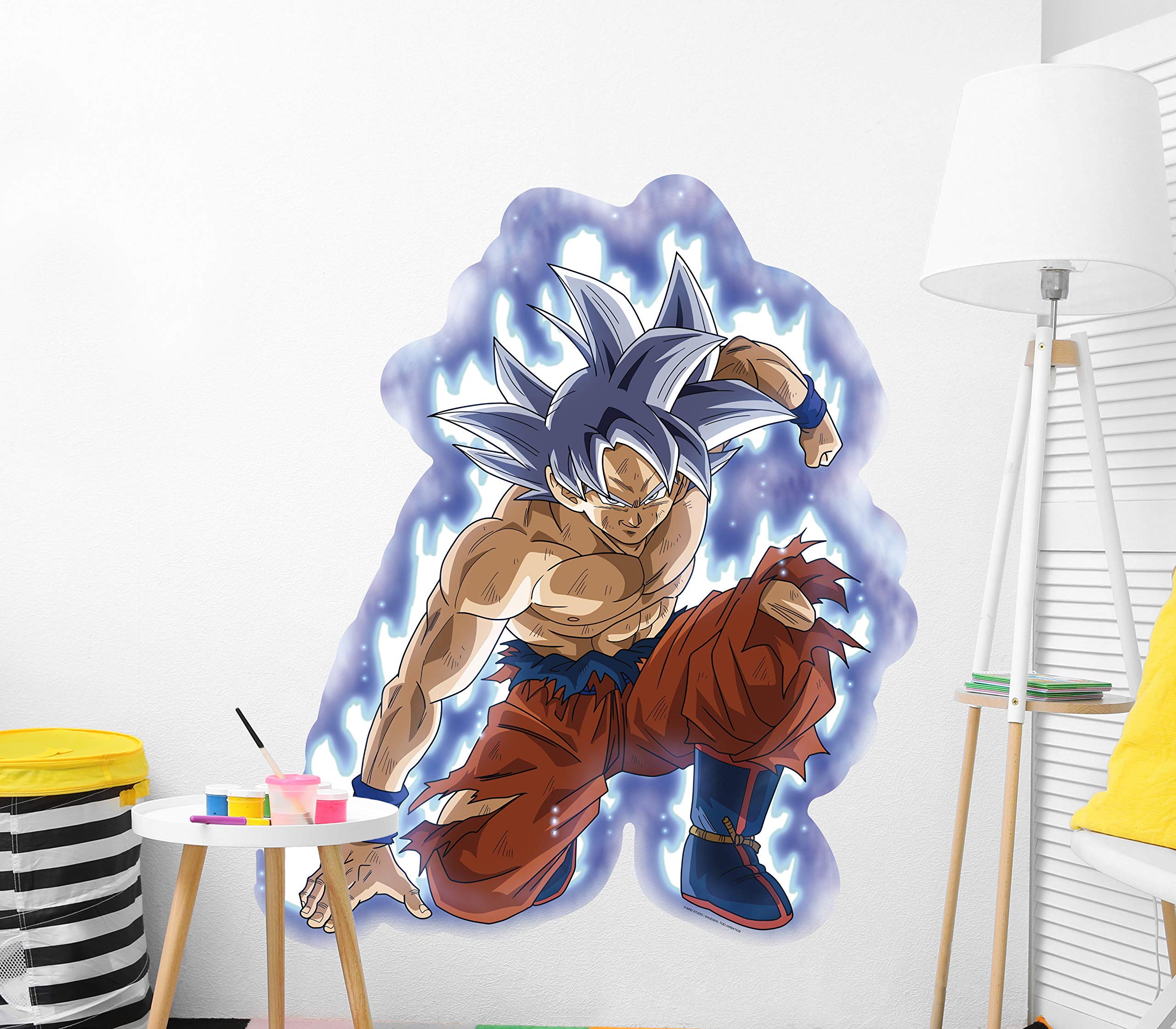 Oedim Vinyle Mural Taille réelle Dragon Ball Super Goku Ultra Instinct Produit Officiel Plusieurs mesures Vinyle pour Murs Produit Original Vinyle adhésif Mural Décoration intérieure DBS 94x110cm