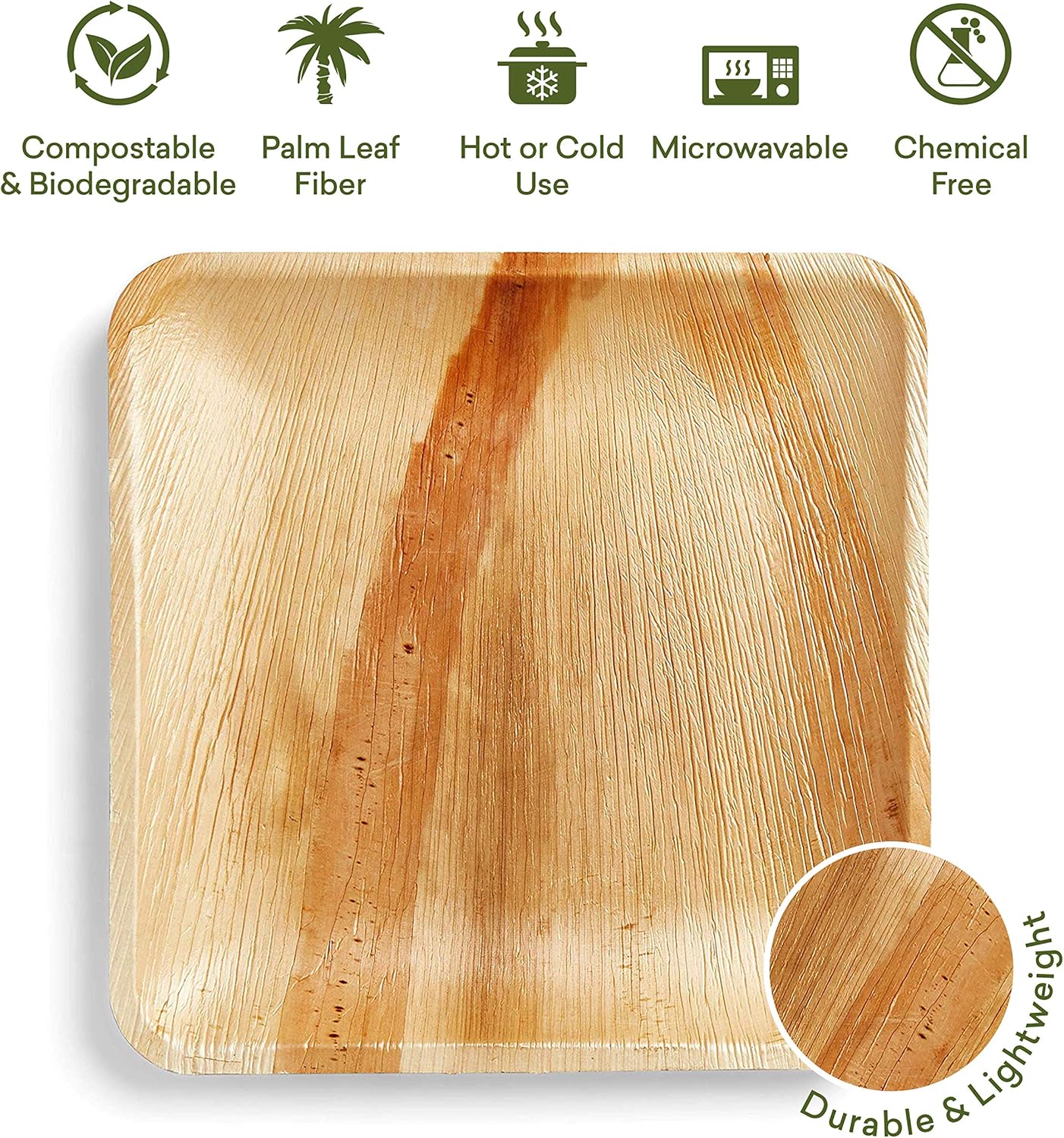 Up To 40% OFF [150 Pack] Eco-Friendly[150 Pack] Eco-Friendly Palm Leaf Plates - Like Bamboo Plates Disposable - Compostable and Biodegradable Square Plates and Cutlery Set - 25 x 10? Plates, 25 x 7? Plates, 50 Wood Forks, 50 Wood Knives Palm Leaf Plates - Like Bamboo Plates Disposable - Compostable and Biodegradable Square Plates and Cutlery Set - 25 x 10? Plates, 25 x 7? Plates, 50 Wood Forks, 50 Wood Knives