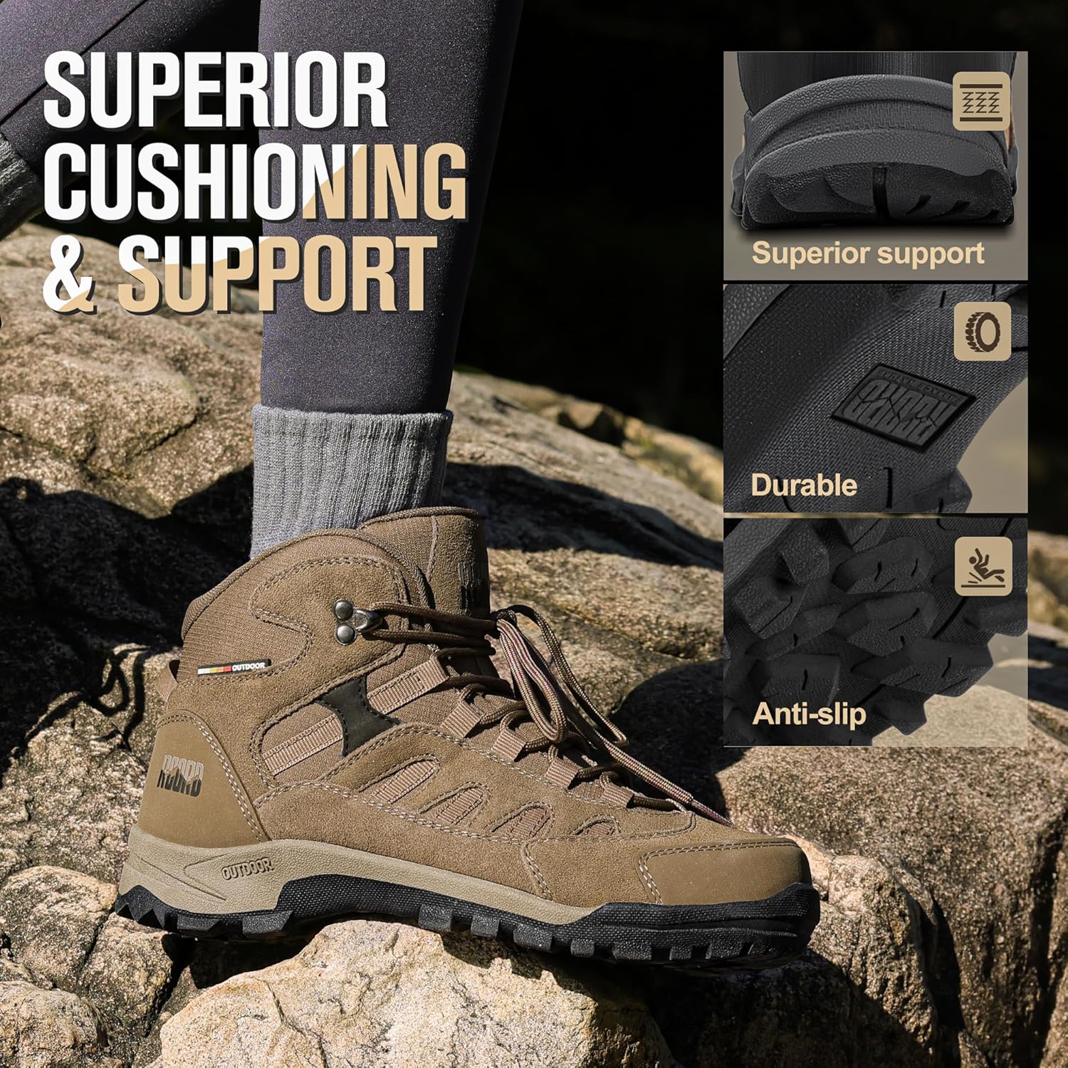 R CORD Hiking Boots Women Waterproof Non-Slip Womens Hiking Shoes Comfortable Outdoor Womens Hiking Boots Walking Boots Hiking Shoes Women - Image 5