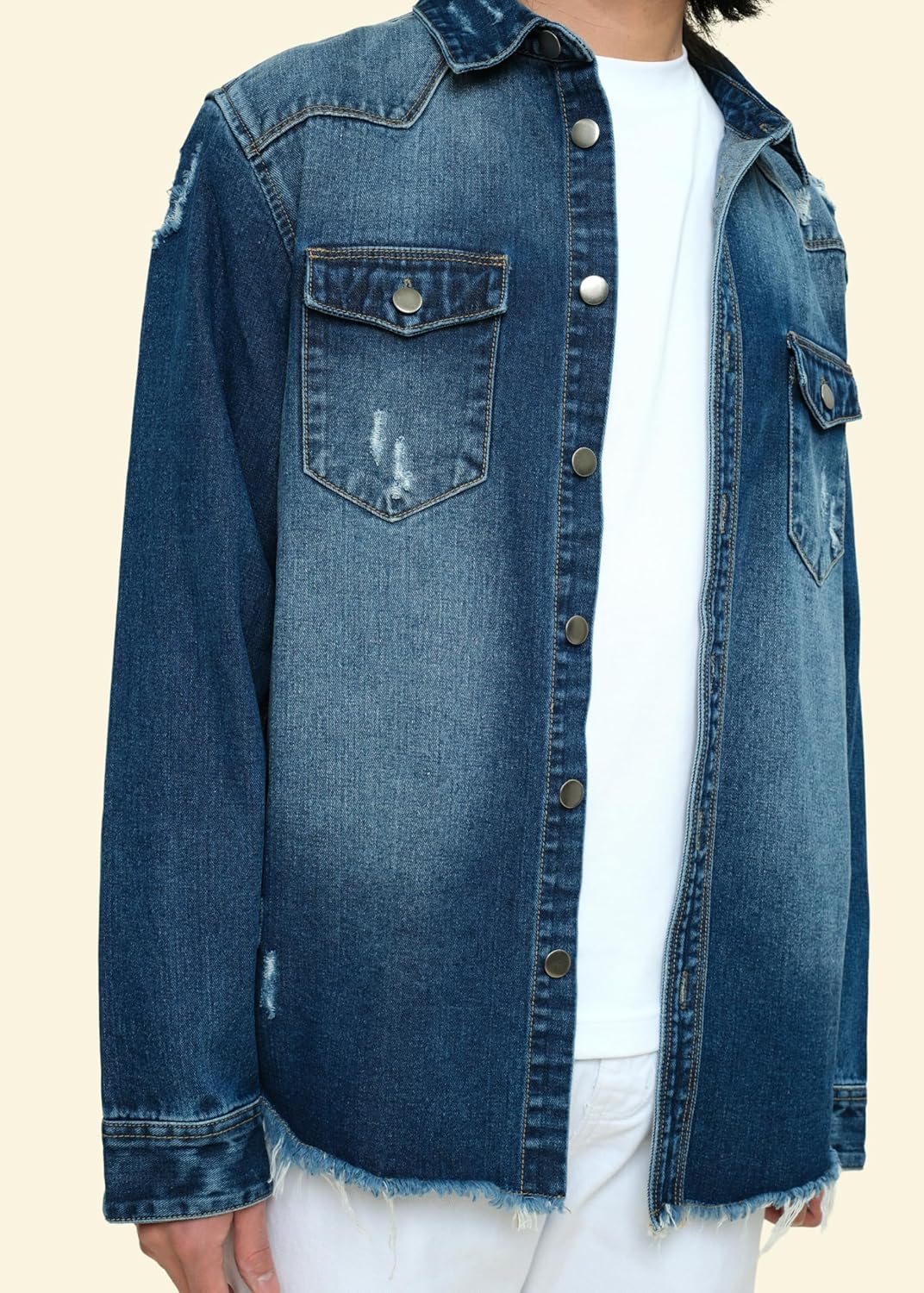 VICTORIOUS Men's Distressed Denim Jacket