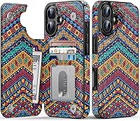 Vista 254 de LETO para iPhone 15 Pro Funda tipo cartera - Tapa tipo folio con patada - Diseños de moda - Tarjetero - Funda protectora para mujeres y niñas - 6.1