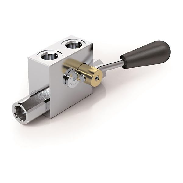 Válvula de retención hidráulica doble operada por piloto 3/8" con apagado manual, VBPDE 3/8" L C/RUB