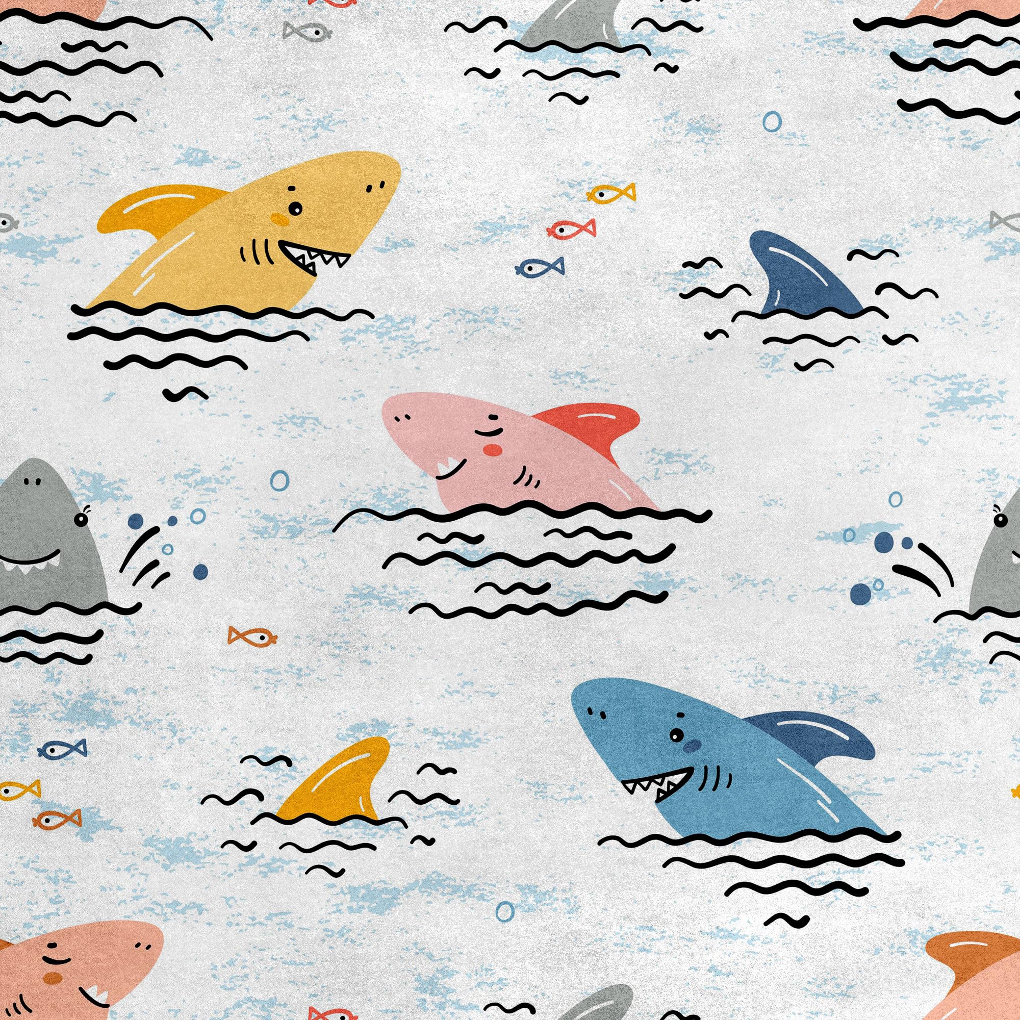 HEKO PANELS Tkanina velvet obiciowa drukowana, Rekiny, 3 metry 140 x 300 cm