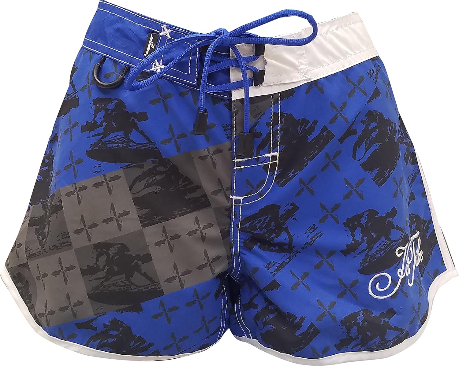 Jettribe Cross Hatch Ladies Board Shorts | Junior Fit Swim Shorts | Key D-Ring | Quick Dry PWC Jetski Apparel