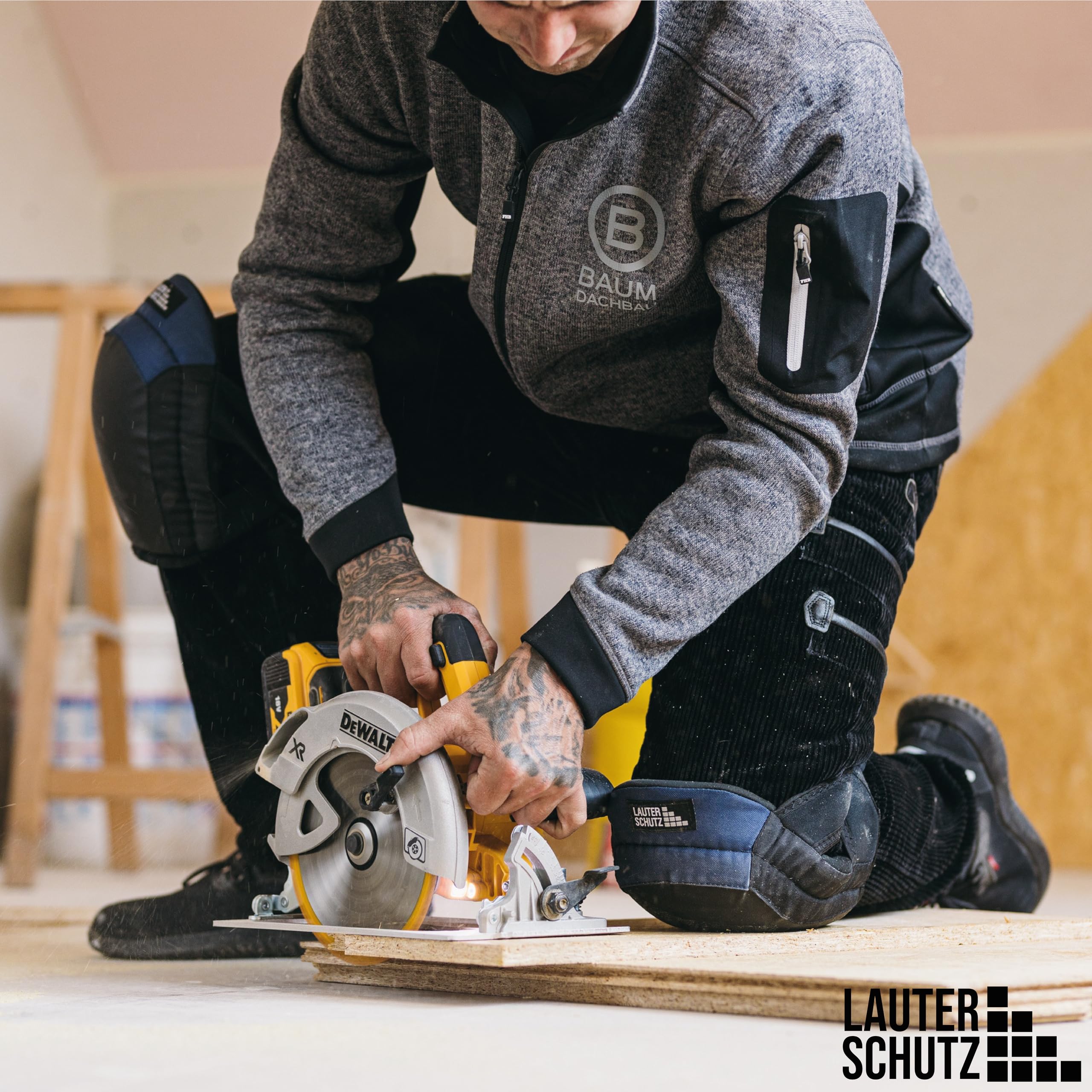 Lauter Schutz® Pro Protège-genoux en gel pour le travail - Poseur de sol et de carreaux [Revêtement antidérapant et double fermeture confortable] pour artisans et bricoleurs [Fabricant allemand