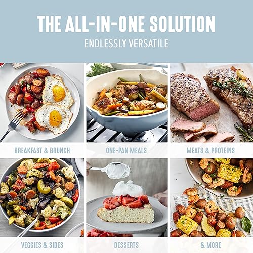 Miniatura 4 de GreenLife Wok antiadherente de 12 pulgadas (5 cuartos de galón) con tapa, sartén multiusos de cerámica no tóxica sin PFAS, inducción, todo en