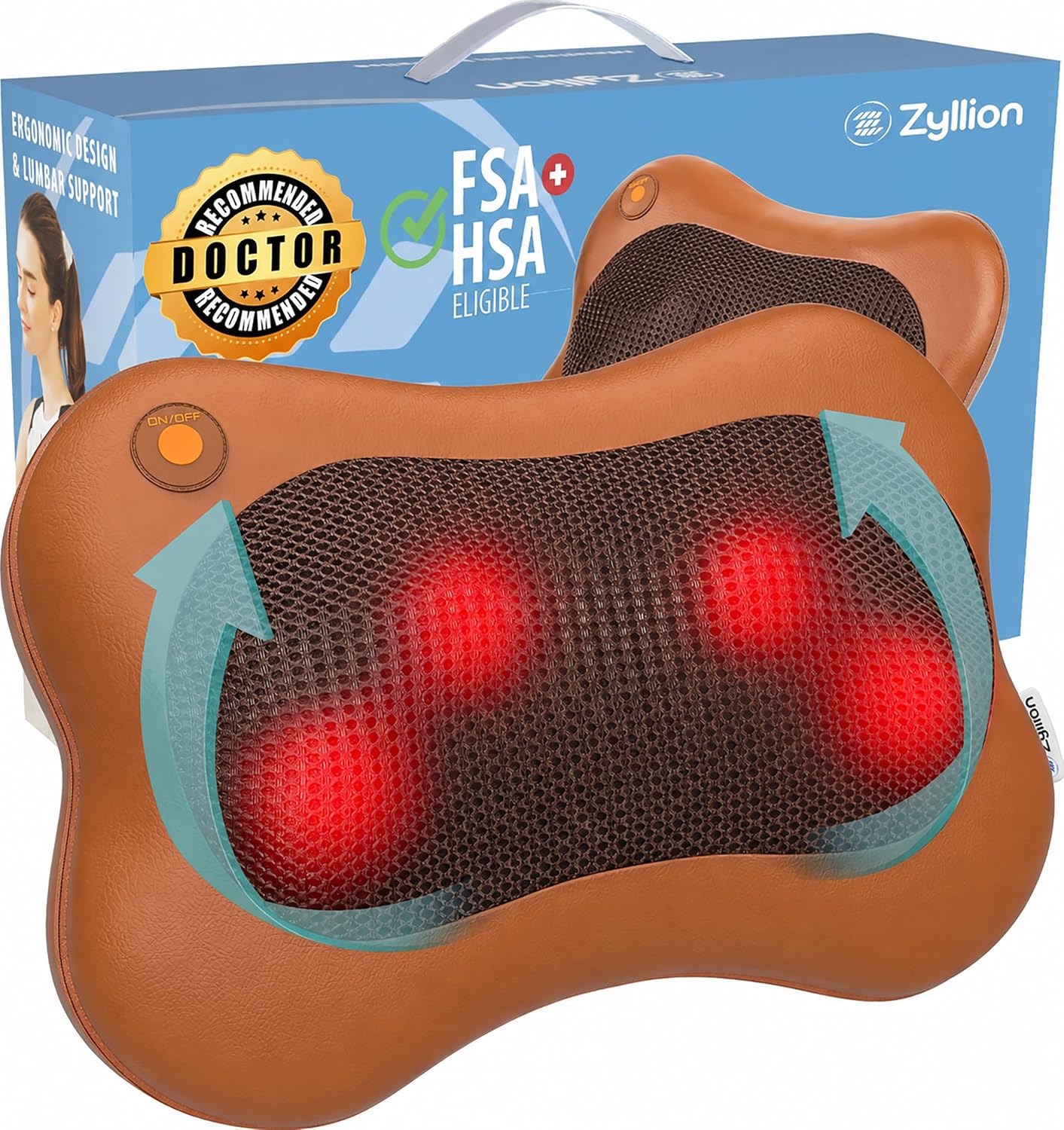  ZMA-13 Back and Neck Massager with Heat for Pain Relief, Black