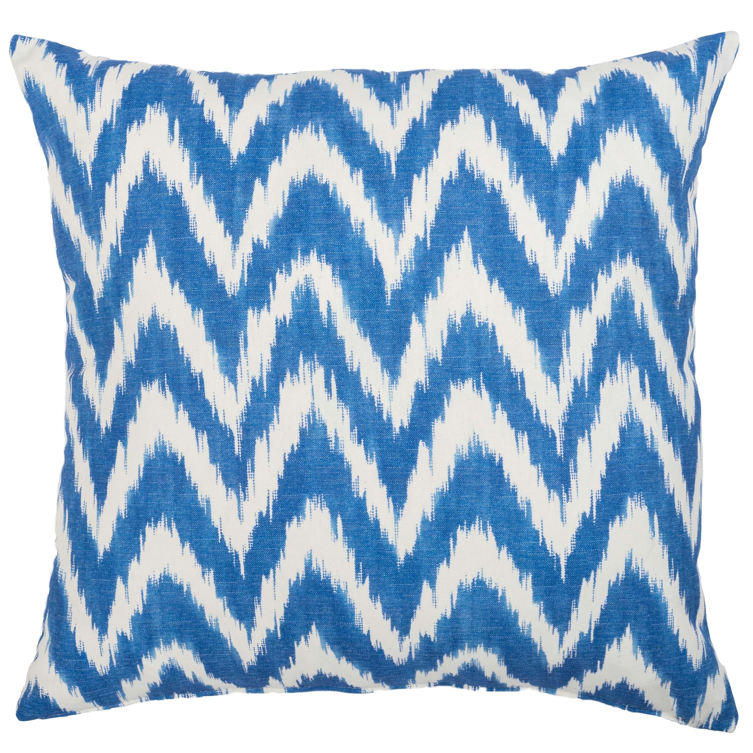 Linen Loft Blue Amalfi Chevron Extra-Large Cushion Cover. Marine And White Mediterranean Inspired Geometric Zig-Zag Design. 23X23 Xl Square Cover Only.