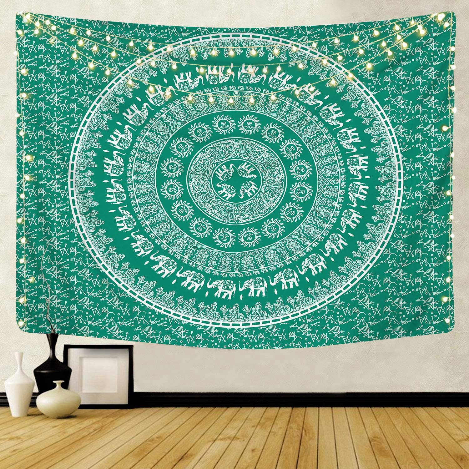 Simpkeely Arazzo con medaglione floreale schizzo, mandala bohémien, arazzo da appendere alla parete, stampa artistica indiana, per camera da letto, soggiorno, dormitorio, decorazione per la casa, 150