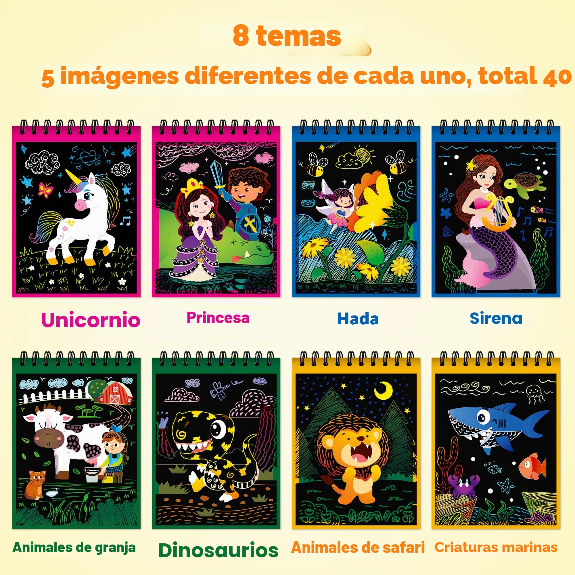 Mocoocy 24 Libros Scratch Art Favores de fiesta para Niños, Regalos Fiesta,Mágicos Cuadernos Rascar,Drawing Juego, juguetes de viaje,Rainbow Magic Scratch Papel Regalos Cumpleaños para Niños 3-12 años