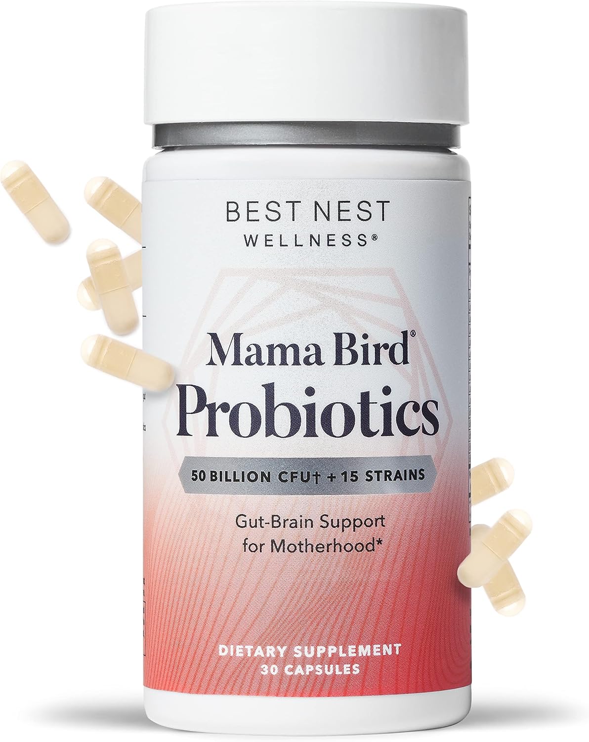 Best Nest Wellness Mama Bird Probiotics for Prenatal, Postnatal, Fertility, Women Digestive Health 50 Billion CFU, 15 Strains, Patented Time Released Capsules Once Daily Probiotic Supplement