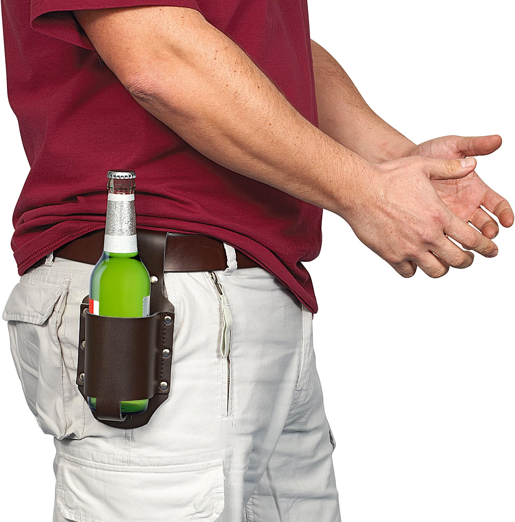 1880 Beer Holster Classic - Genuine Leather, Espresso Brown