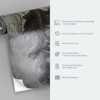 Vista 3 de artgeist Mural de pared Flores y plantas, 154 x 110 pulgadas, papel tapiz autoadhesivo extraíble grande, diseño impreso, mural de líneas de cemento