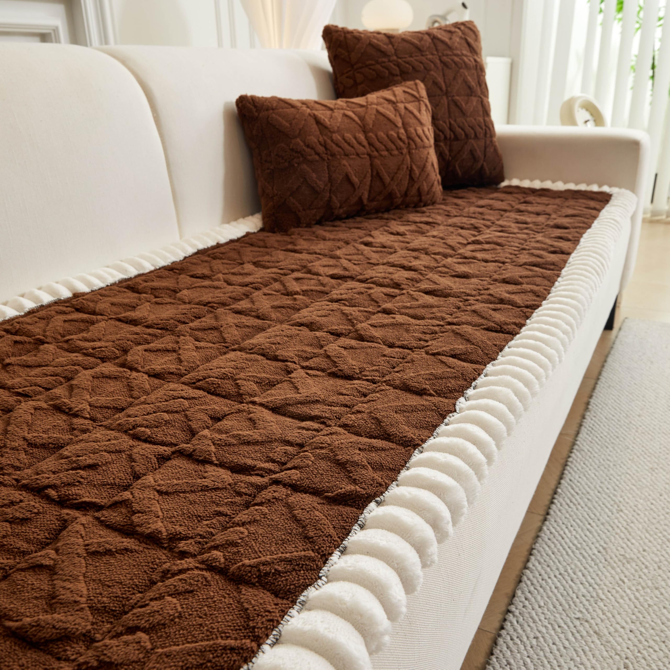 EBETA Sofabezug für Hunde Sofakissen Fensterbankmatten Sofa Überwürfe Sitzauflage Bodenbeläge Bankauflagen Anti-Rutsch Kissen Möbelschoner Spielmatten (TAFT-Braun, 70x180 cm)