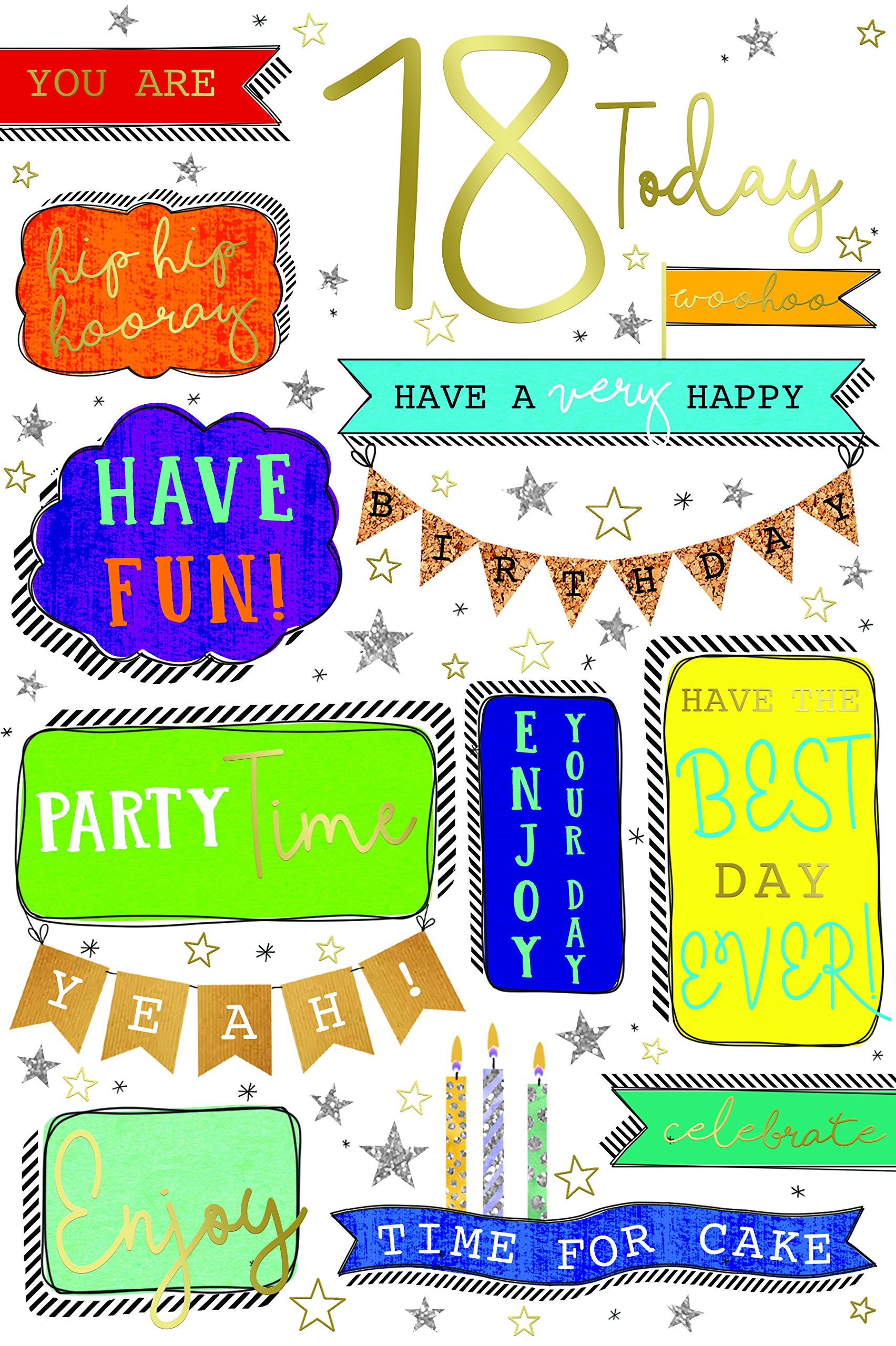 Special Days Men's 18 18Th Today Candles & Words Design Happy Birthday Card Lovely Verse