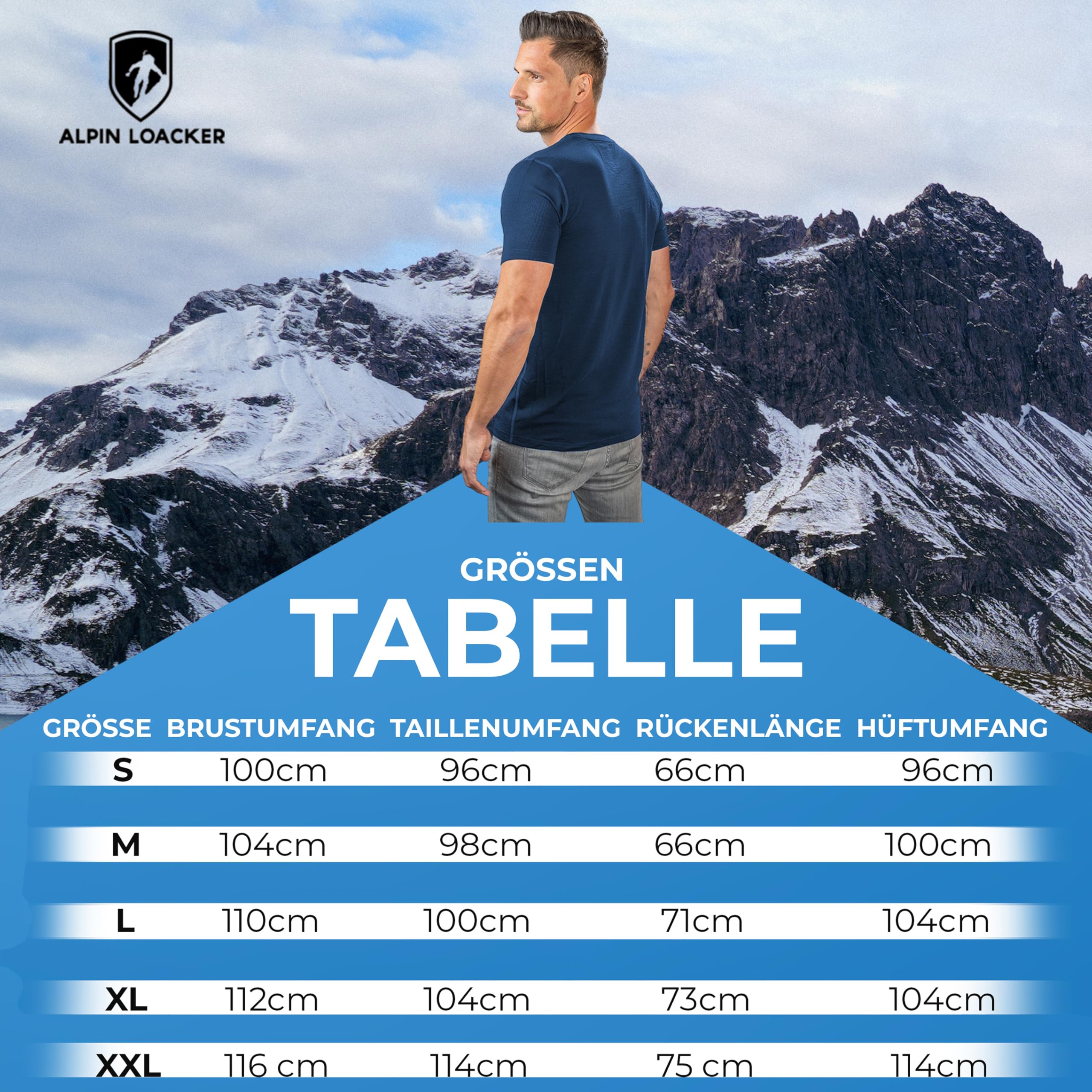 ALPIN LOACKER Merino Shirt Herren Kurzarm I Antischweißshirt I Merinowolle Tshirt I Thermooberteil atmungsaktiv