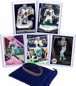 Dak Prescott Football Cards Gift Bundle - Dallas Cowboys 5 Assorted Trading Cards