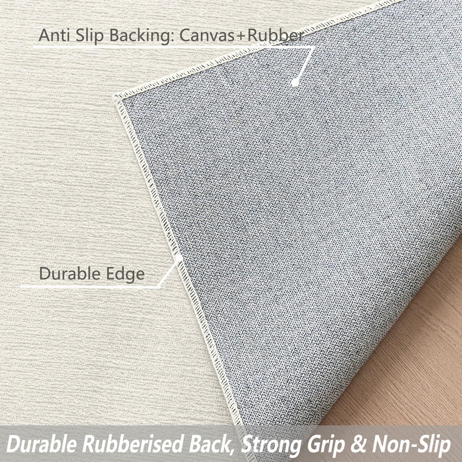 Evitany Short Pile Carpet, Area Rugs Washable Room Rug Anti-Slip Rug Soft Carpets Bedside Rugs for Bedroom(Cream,60x90 cm) - Image 3