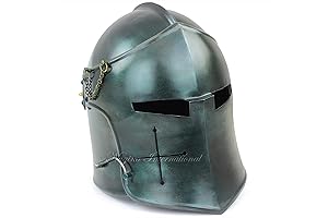 Nagina International Medieval Barbuta Visored Brushed Steel Knights Armory Templar Crusader Helmet...