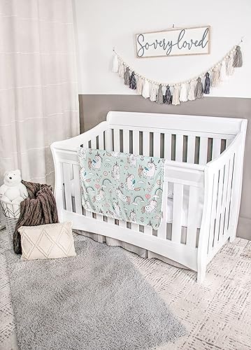 Miniatura 3 de Top Tots Manta de bebé Minky Deluxe - Unicornios flotantes, 40 x 29 pulgadas, color blanco