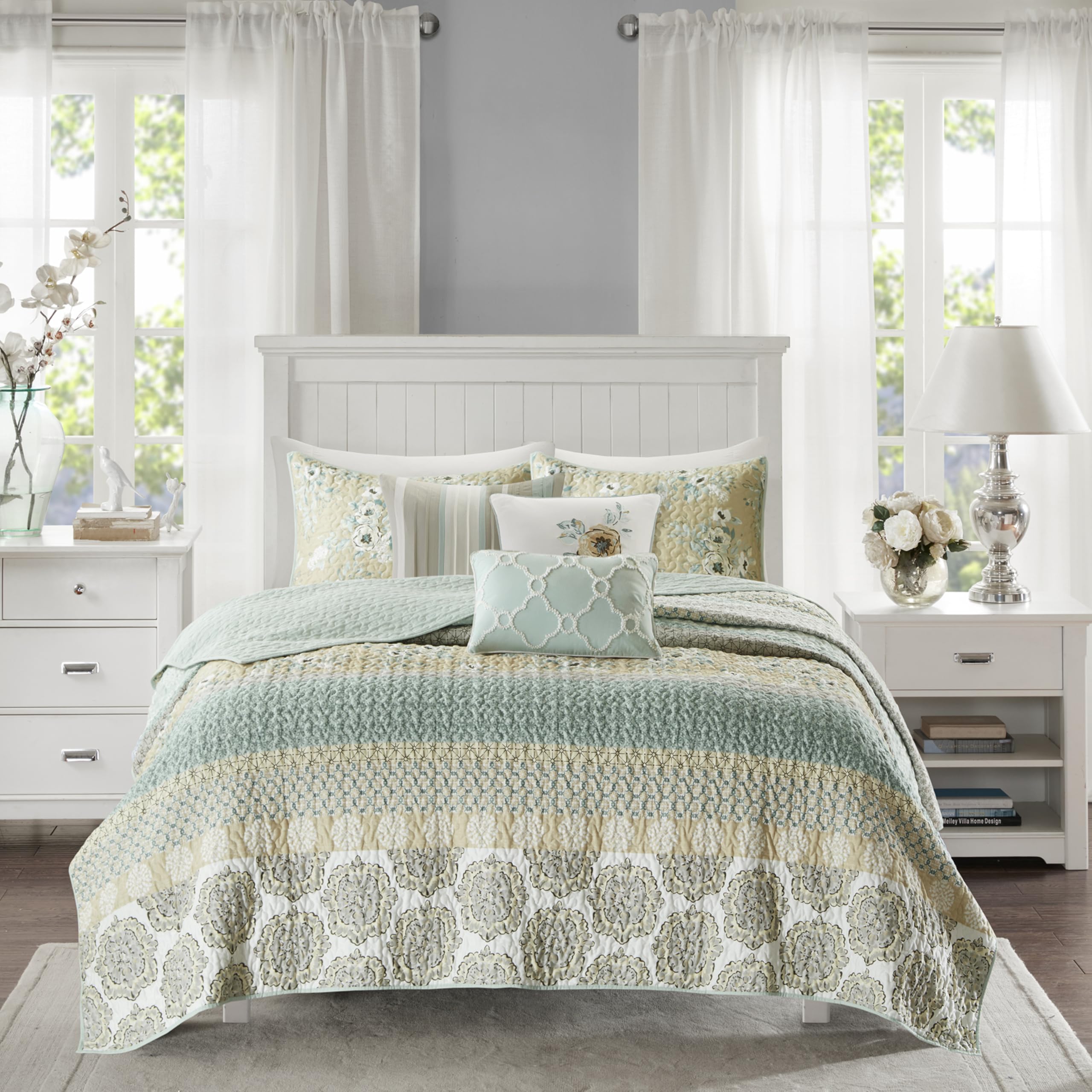 Madison Park 100% Cotton Quilt Set Floral Print