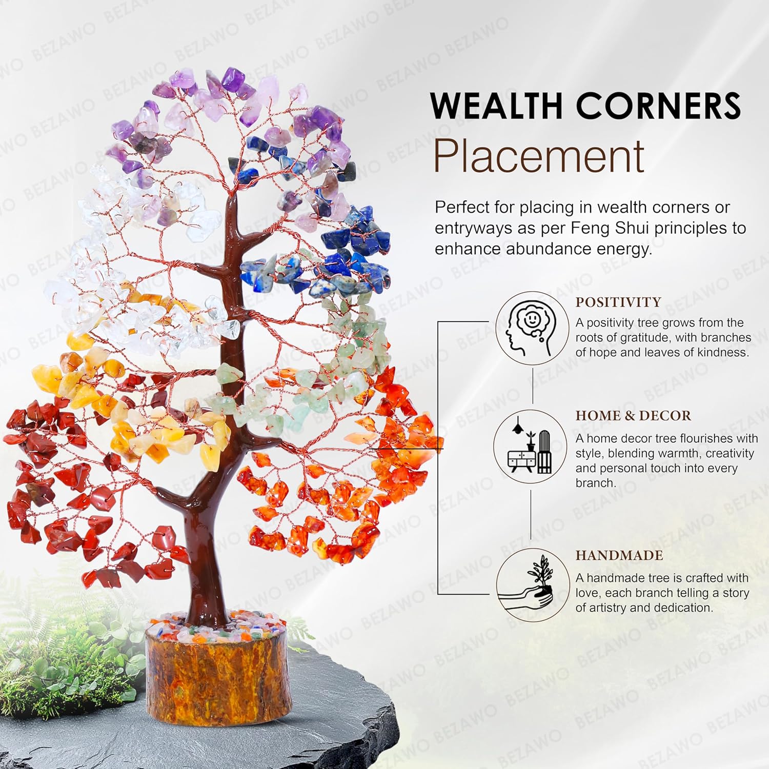 ZAICUS Seven Chakra Crystal Tree of Life Gemstone Chakra Tree Bonsai, Feng Shui Room, Crystal Office Room Décor Housewarming Gifts Home, Birthday Gifts for Women, Sister & mom, Tree Healing Crystals, - Image 4