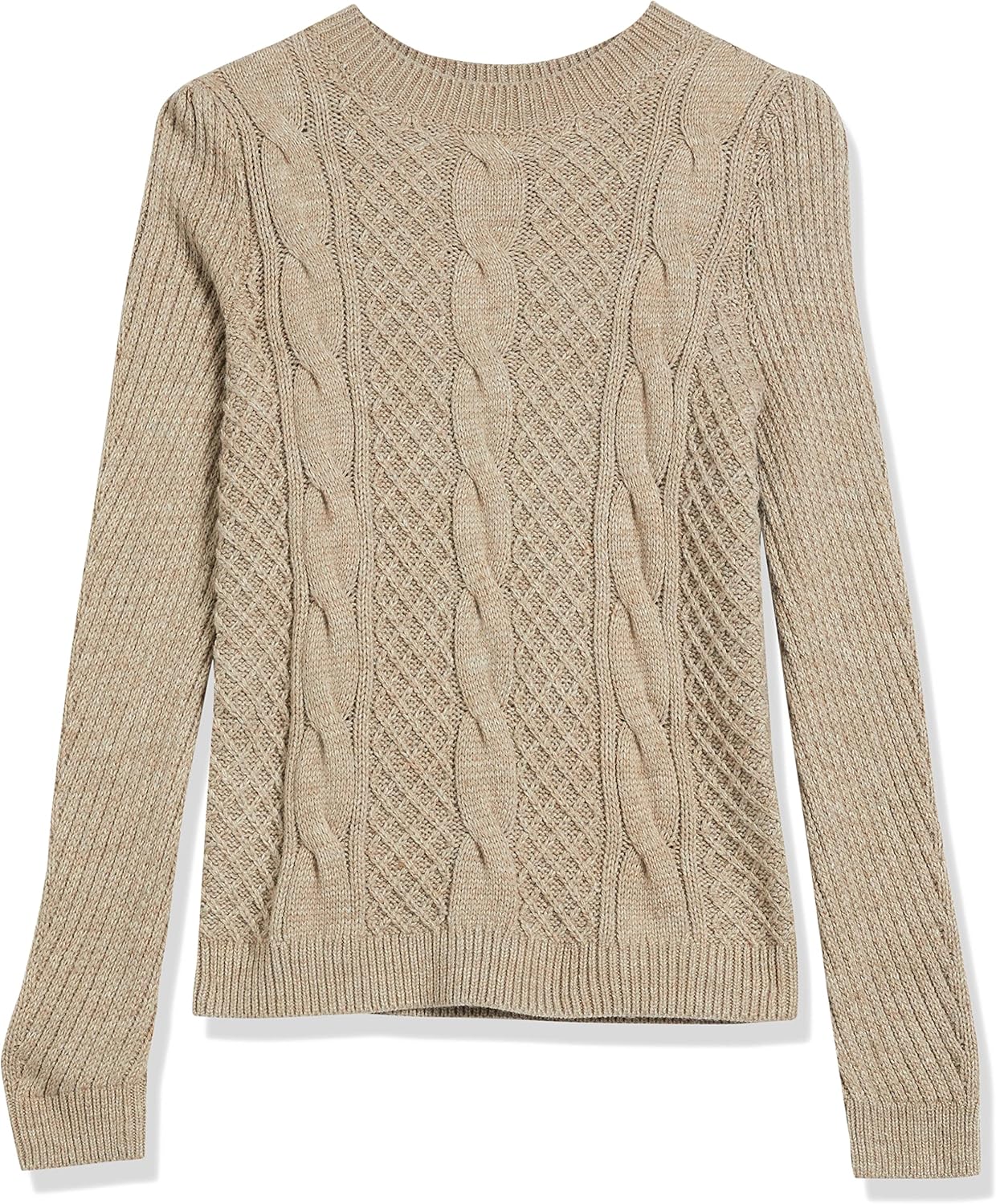 Cable Stitch Women's Mixed Cable Knit Sweater - Classic Fit Crewneck Long Sleeve Shirred Shoulder Pullover Top - Image 6