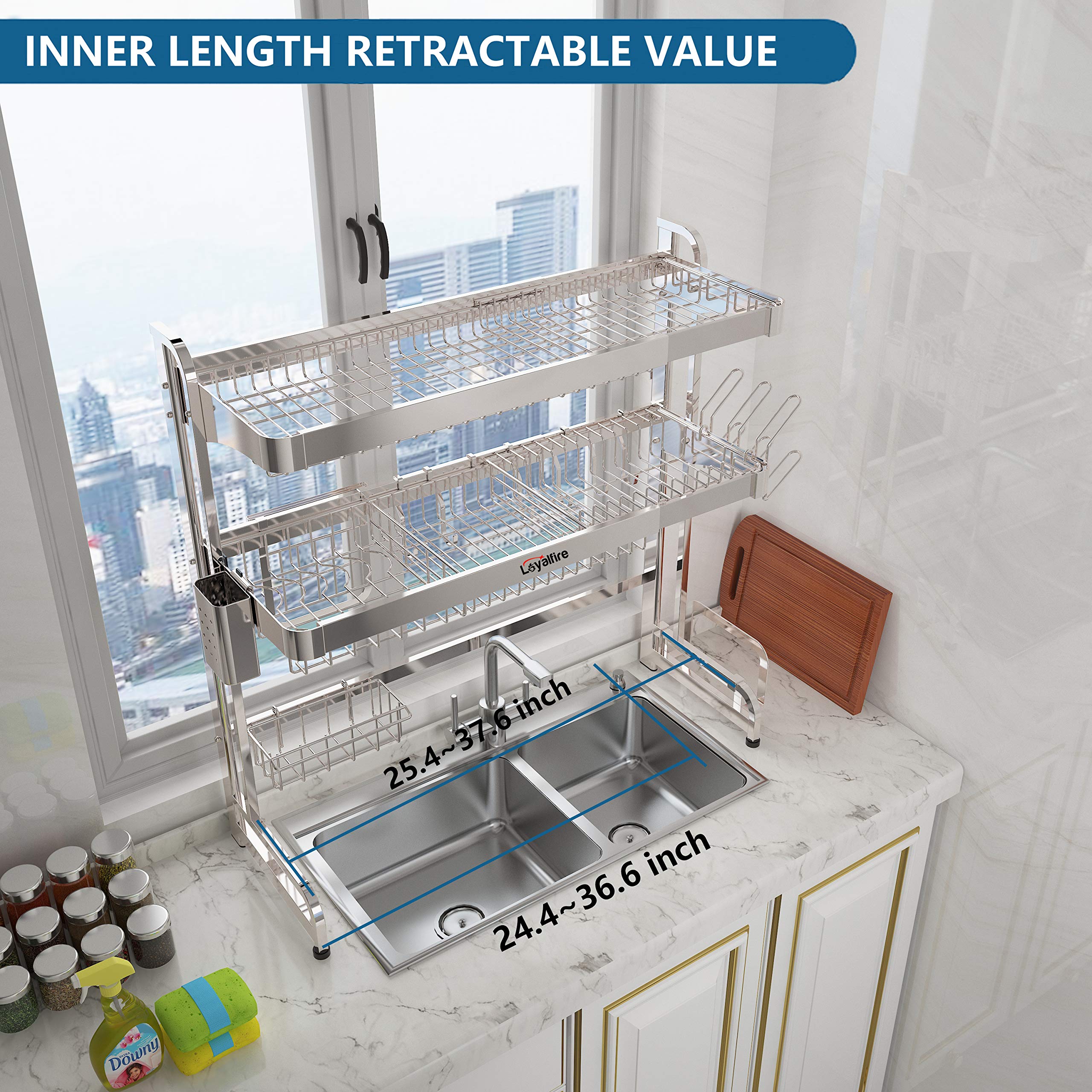 Buy Over Sink Dish Drying Rack, Loyalfire 2 Tier Full Stainless Steel