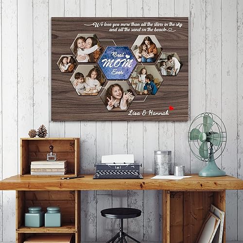 Miniatura 3 de Dazella Regalos personalizados para el Día de la Madre para mamá de hijo e hija, regalos únicos de cumpleaños para mamá, impresiones en lienzo
