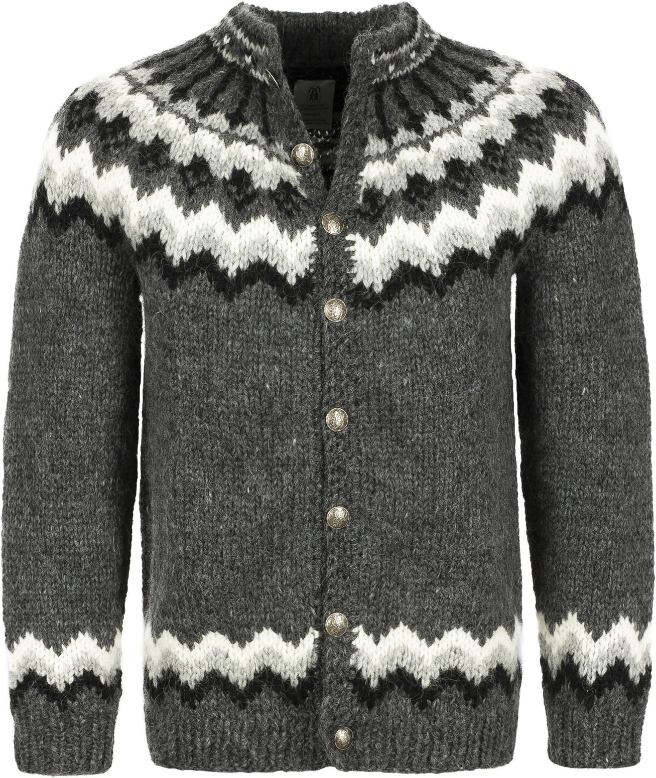 Hand-knit Icelandic Cardigan with buttons - grey