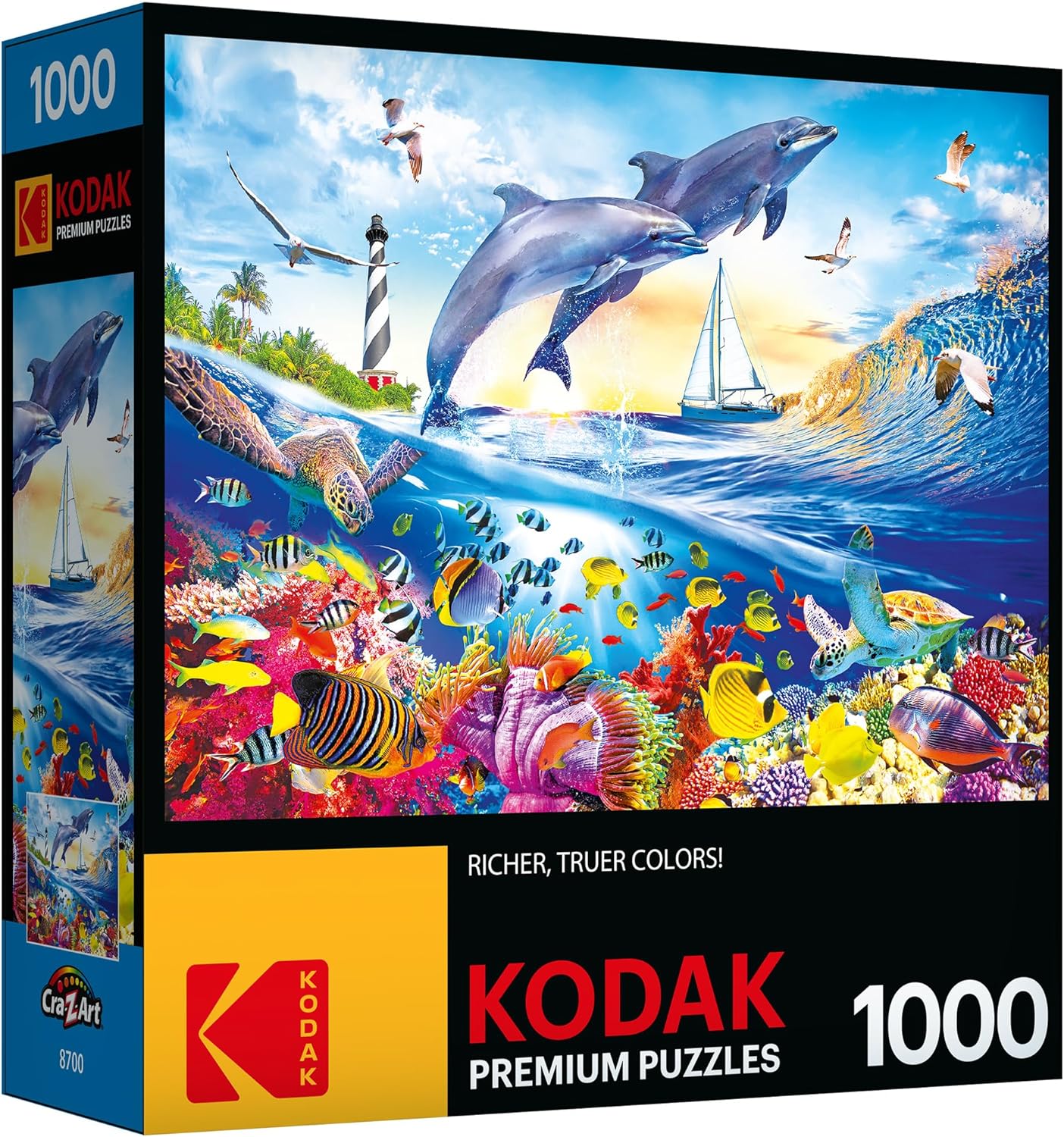 RoseArt - Kodak Premium - Playful Summer Dolphins - 1000 Piece Jigsaw Puzzle for Adults
