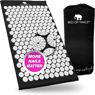 BED OF NAILS The Original Premium Acupressure Mat, 8,820 Acupuncture Pressure Points for Back Pain Relief, Increased Energy, Relaxation, FSA/HSA Eligible, with Drawstring Bag, 29 x 16 x 1, Jet Black