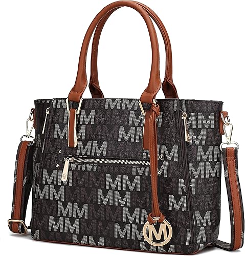 MKF Crossbody Shoulder Bag for Women PU Leather Top Handle Pocketbook Roomy Tote Satchel Handbag Purse M Charm