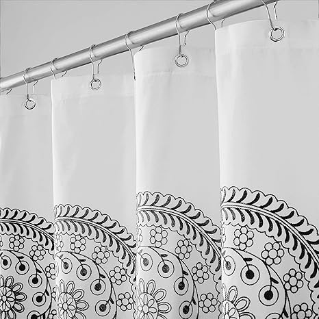 Amazon.com: Jubilantex White Embroidered Shower Curtain for Bathroom ...