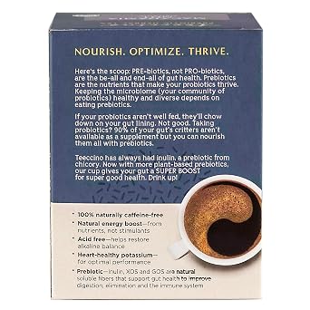 Teeccino Dark Chocolate - Prebiotic SuperBoostTM Herbal Tea - Support Your Probiotics with Prebiotics For Good Gut Health and Regularity, Digestive Chocolate Tea, 10 Tea Bags