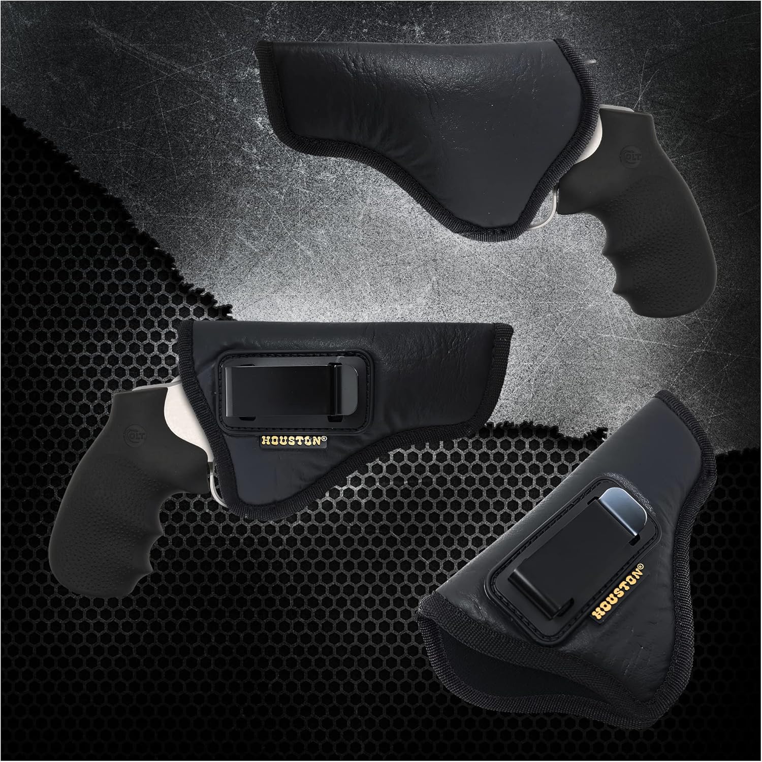 ECO - Leather Holster IWB with Metal Clip Black / 61K3 - Fits: Revolver King Cobra .357, 6 Shots, 3" /