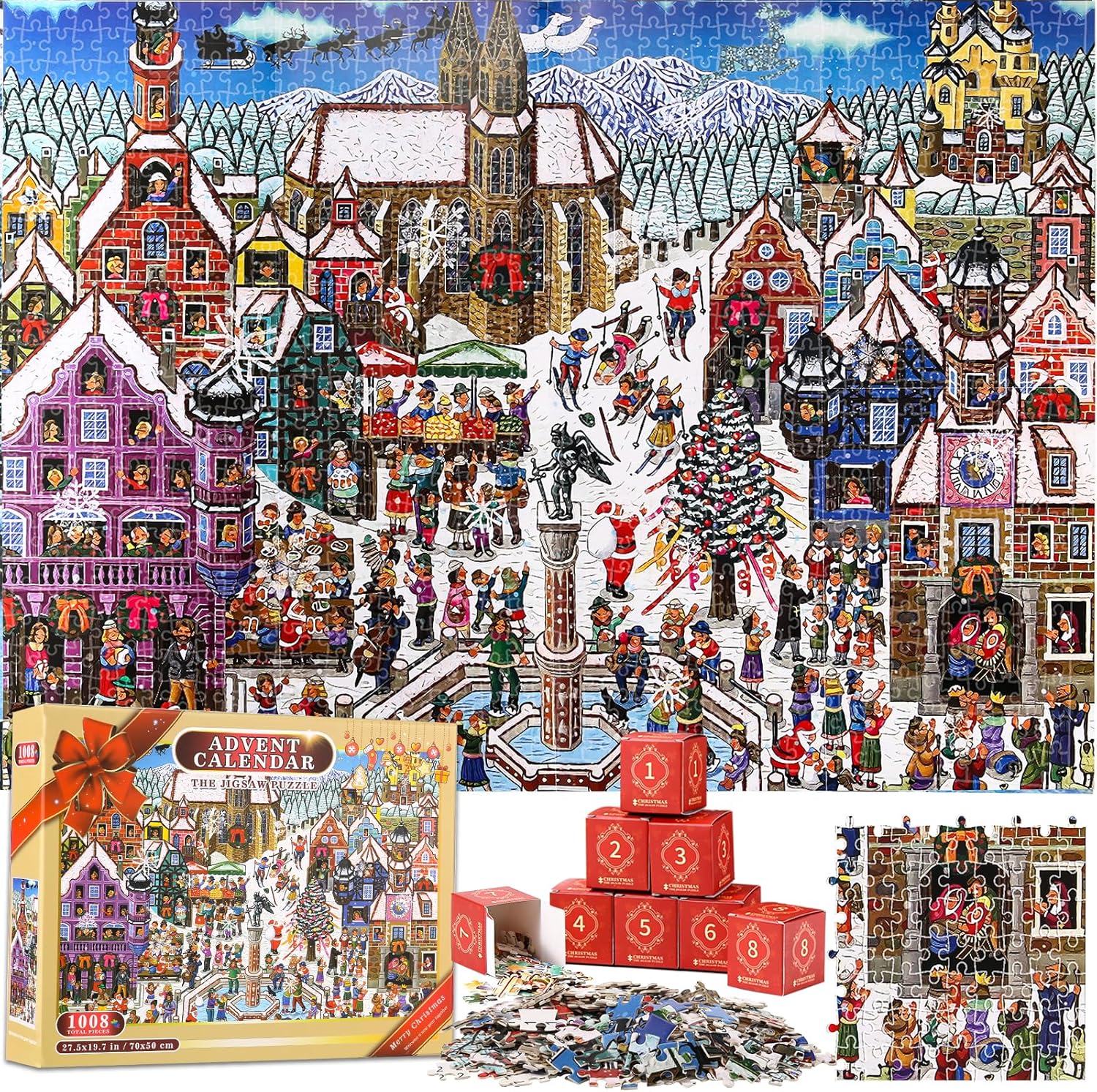 Advent Calendar 2024 Christmas Jigsaw Puzzles, 24 Box 1008